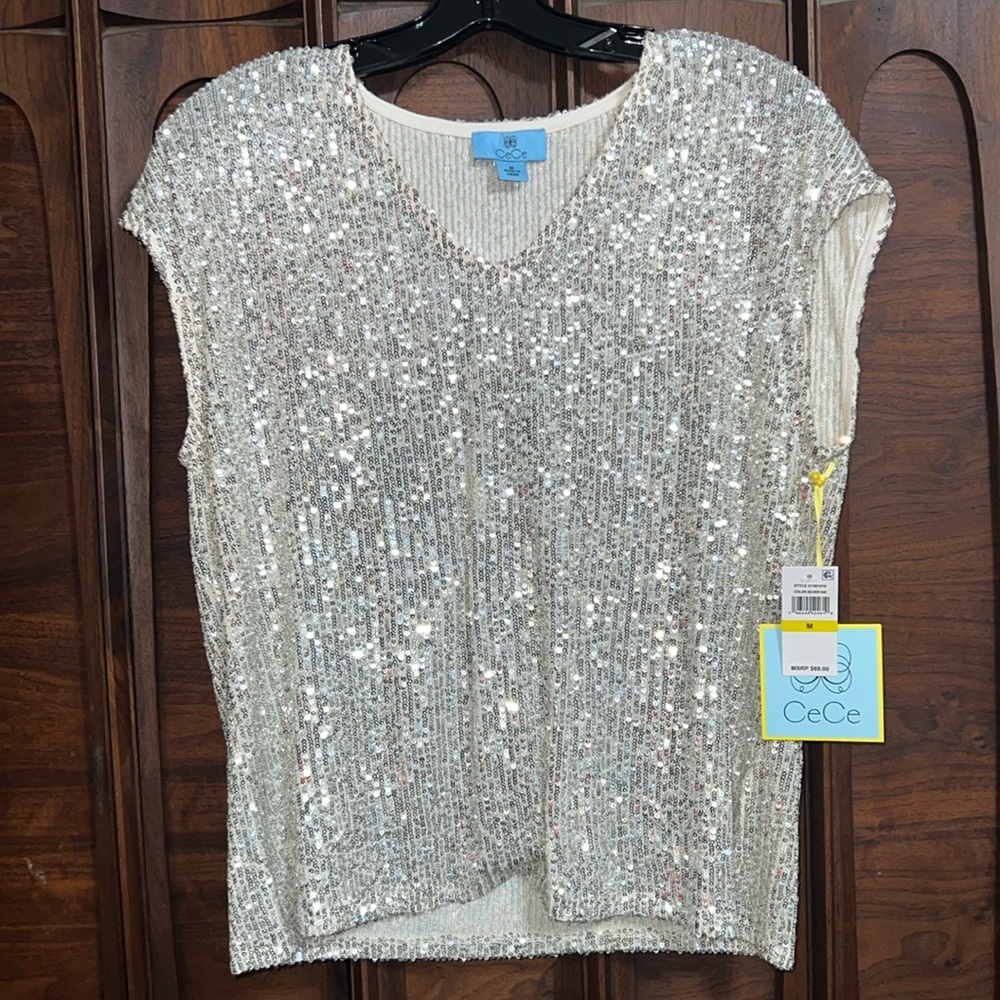 CeCe sequin top ladies size medium